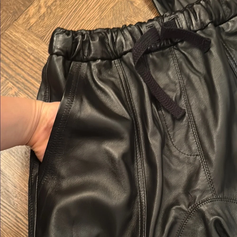 Zara 100% genuine black leather Jogger pant size XS - Picture 9 of 10